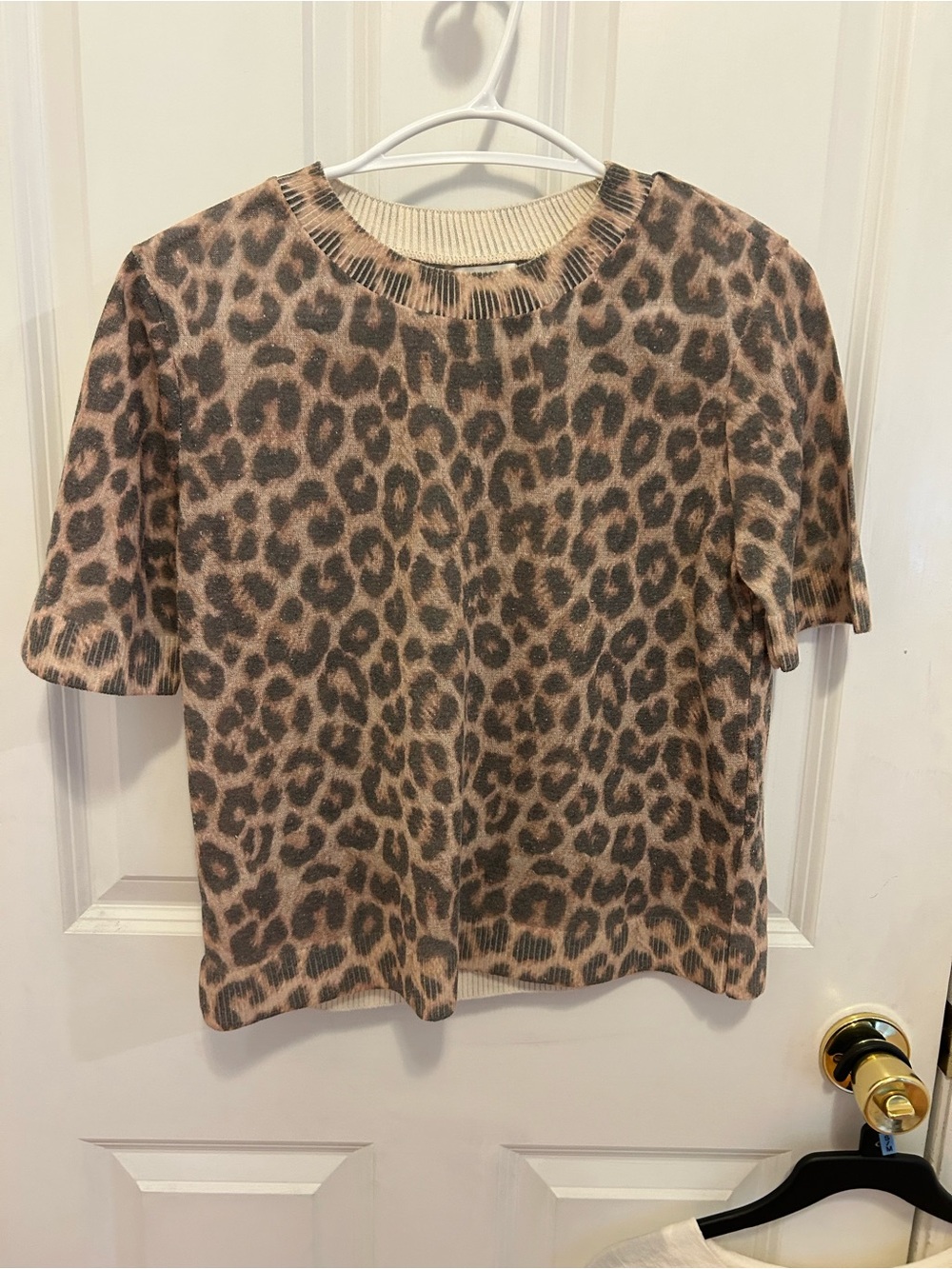 H&M Leopard Print Short Sleeve Sweater - Brown & Black
